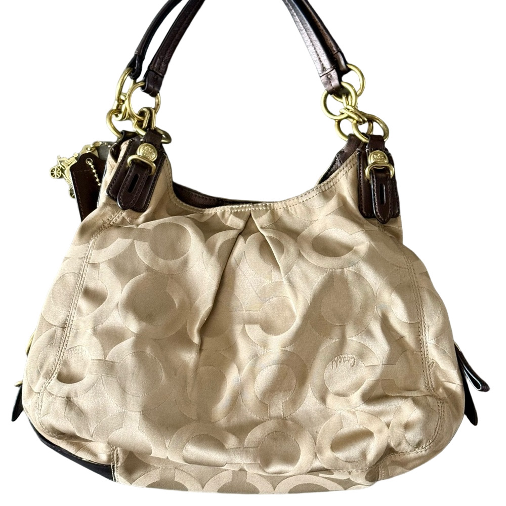 Coach Maggie Optic XL Beige Shoulder Bag - Picture 4 of 14
